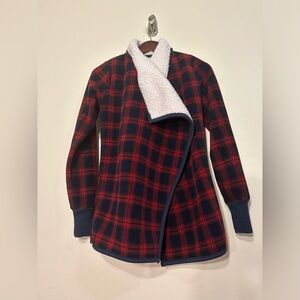 Abercrombie & Fitch Sweater Womens XS Buffalo Plaid Sherpa Lined Jacket Cozy